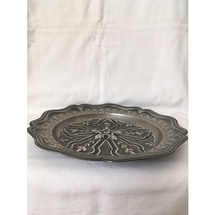 Stunning Pewter Tray Fruit Tray Wall Plaque With Axe & Star Stamps Collectable