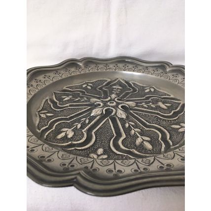 Stunning Pewter Tray Fruit Tray Wall Plaque With Axe & Star Stamps Collectable