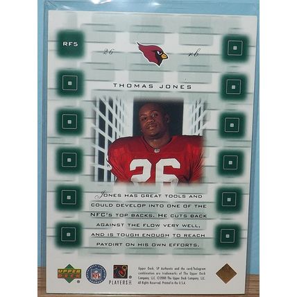 2000 Upper Deck SP Authentic THOMAS JONES (Arizona Cardinals) Rookie Fusion #RF5