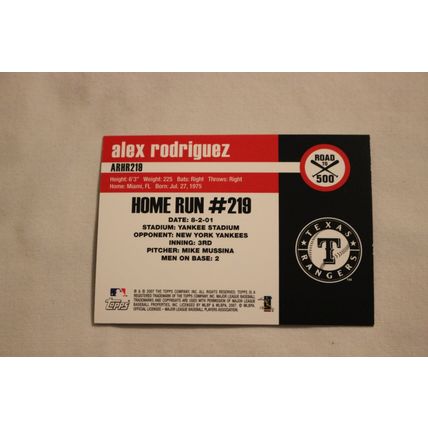 Alex Rodriguez 2007 Topps ROAD TO 500 ARHR219 Home Run #219