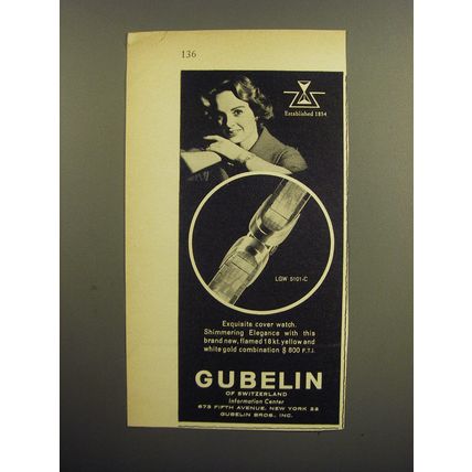 1959 Gubelin LGW 5101-C Watch Advertisement - Exquisite Cover Watch