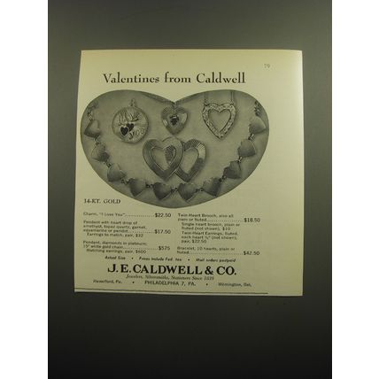 1960 J.E. Caldwell Jewelry Ad - Valentines from Caldwell