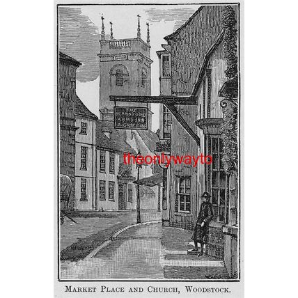 Market Place & Church, Woodstock, Oxon, c1895, Modern Reproduction Print