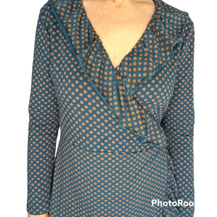 Matilda Jane Ruffled Wrap Dress Teal Blue Orange Size Large