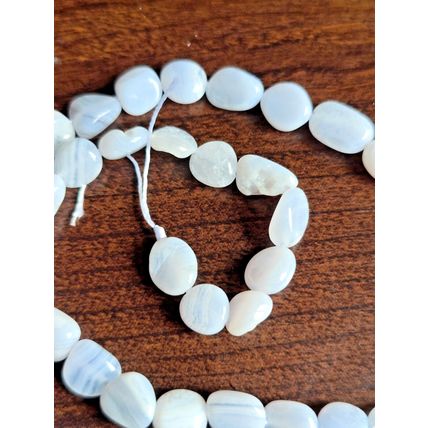 8-10mm Blue Agate Beads Rough Cut Polished Natural 42 beads 15" strung NB20