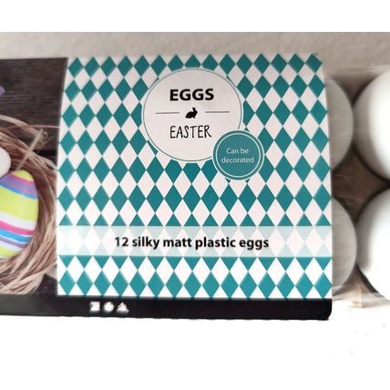 Easter Eggs 12 Silky Matt Plastic Craft Egg Set Bowl Fillers New Paint Your Own