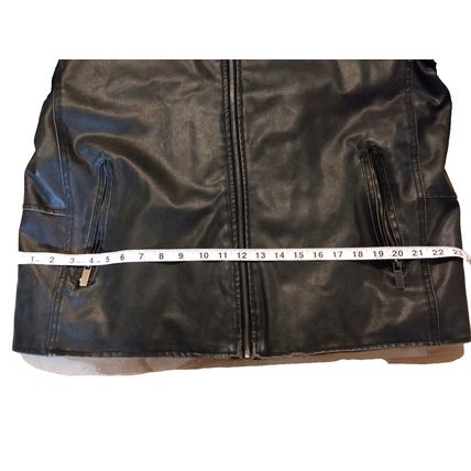 Men's VTG Arizona Jean Co Biker Motorcycle Jacket Black XL White Striped Sleeves