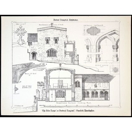 BEDE HOUSE, STAMFORD, LINCOLNSHIRE 1890 Francis Thomas Dollman LITHOGRAPH #3