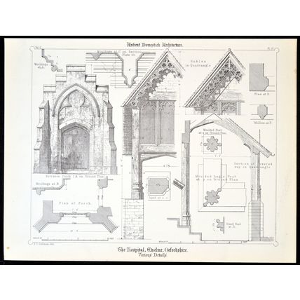HOSPITAL, EWELME, OXFORDSHIRE 1890 Francis Thomas Dollman LITHOGRAPH #19