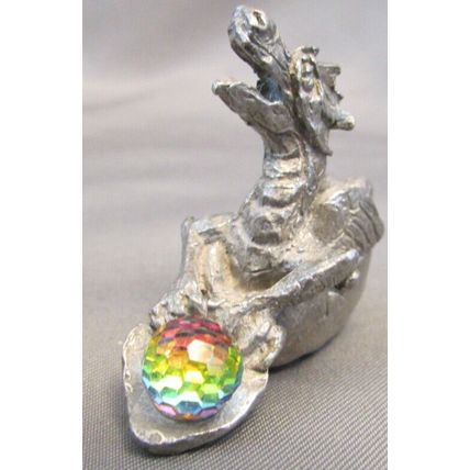 RARE 80's Pewter Figurine BABY DRAGON In EGG AUSTRIAN CRYSTAL TSR D&D SCM