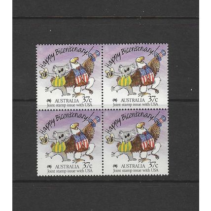 AUSTRALIA 1988 BICENTENTARY SETTLEMENT JOINT ISSUE USA BLOCK 4 MINT NEVER HINGED