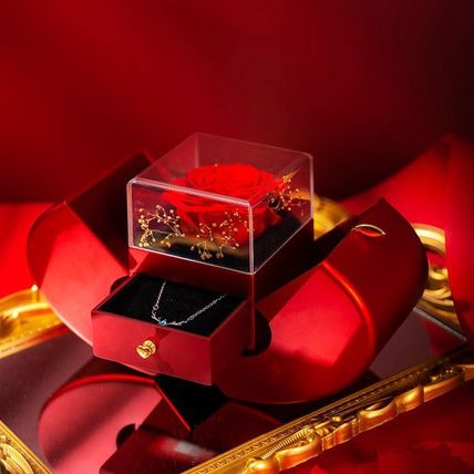 Fashion Jewelry Box - Red Apple Eternal Rose Necklace Gift for Women