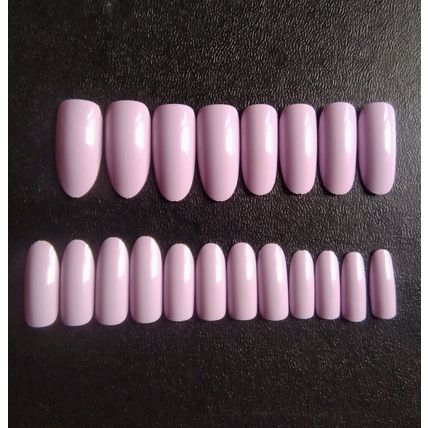 20 False Nails Long Almond Oval Purple Round set Press On Full Cover Short fake