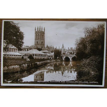 1938 postcard Botanical Gdns & Magdalen College Oxford
