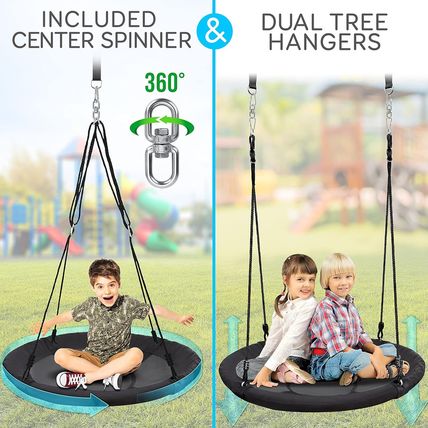 Serenelife Saucer Swing with Tree Hang Kit, 40” Outdoor Tree Swing, 2 Adjustable