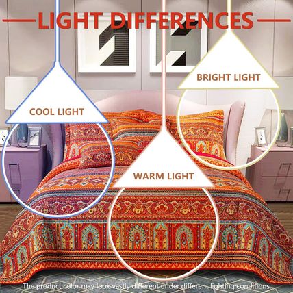 VAPUTAR Cotton Quilt Queen Size Bedding Set - 3 Pieces, Boho Queen Size Quilts,