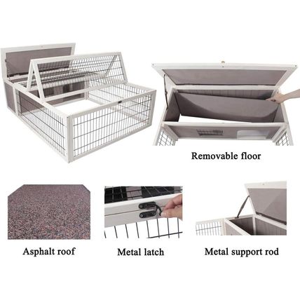 Tortoise House Habitat Wooden, Chicken Coop with Run Rabbit Hutch Small Animal H