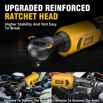 3/8" Cordless Ratchet Wrench Set, 60Ft-Lbs(80N.M) Electric Ratchet, 2 X 20V Char