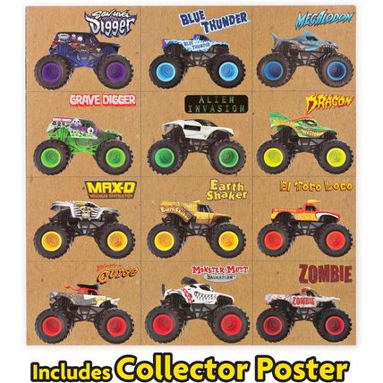 Monster Jam, Official 12-Pack of 1:64 Scale Die-Cast Monster Trucks for Boys and