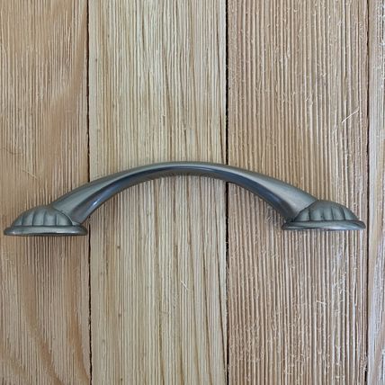 2 Drawer Pulls Dual Mount Shell Pull Satin Nickel Flower Curve Arch Bow Cabinet