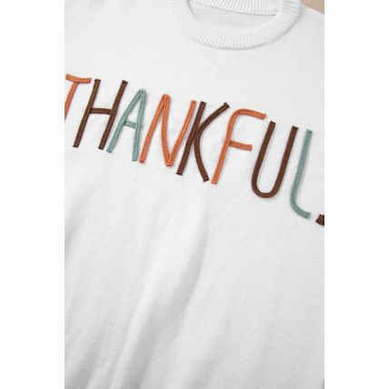 White Thankful Ivory Embroidered Sweater