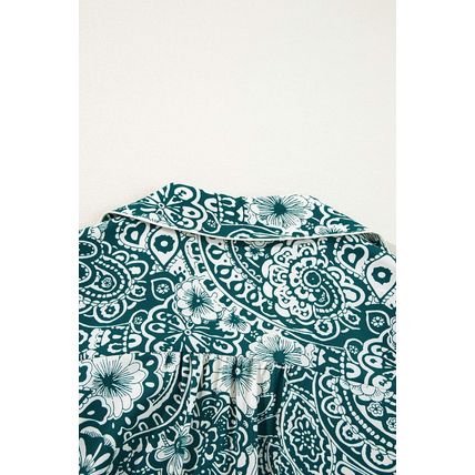 Green Floral Flounce Sleeve Split Neck Plus Size Dress