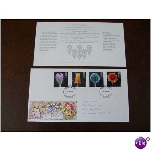 1987 GB Flower Photographs stamps Lammer Royal Mail FDC London EC