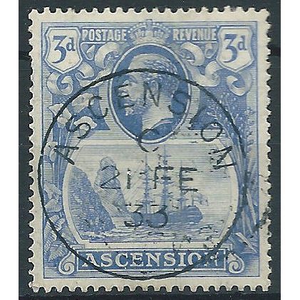 Ascension Island 1924 SG14 3d Blue Fine Used.. .