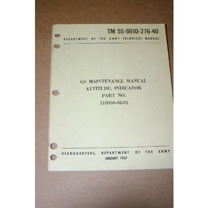 Lear 118930-02-01 Attitude Indicator GS Maintenance Technical manual