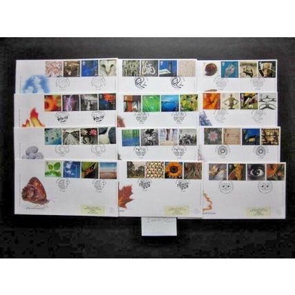 2000 A YEAR GROUP OF TWELVE COMMEMORATIVE F.D.I. POSTMARKED COVERS. (C) #01274