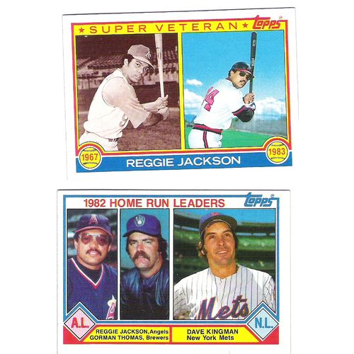 Two 1983 Topps Reggie Jackson baseball cards 501, 702 - NM – Angels