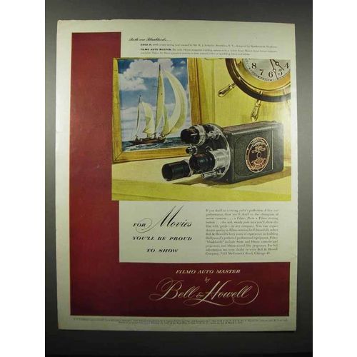 1947 Bell 7 Howell Filmo Auto Master Movie Camera Ad