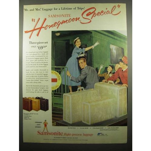 1954 Samsonite Honeymoon Special Luggage Set Ad
