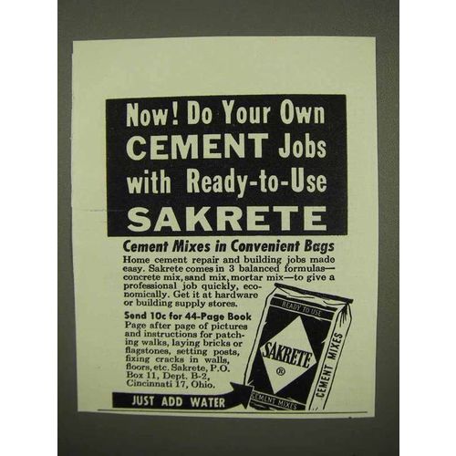 1954 Sakrete Cement Ad - Do Your Own Jobs