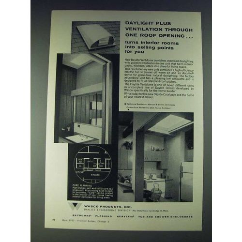 1958 Wasco Daylight Ventdome Ad - Daylight plus ventilation through one roof