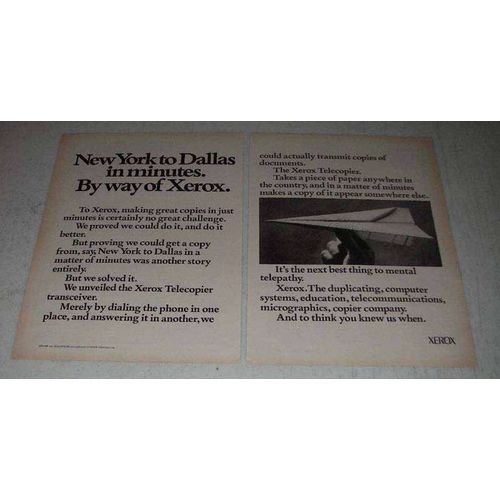 1973 Xerox Telecopier Ad - New York to Dallas