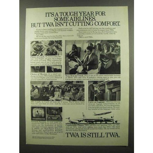1974 TWA Airlines Ad - It's a Tough Year