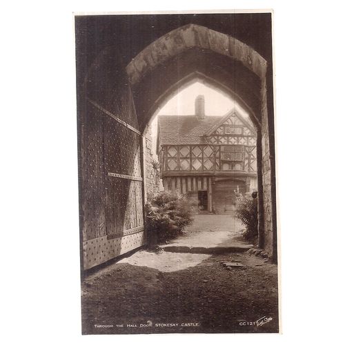 STOKESAY CASTLE, SHROPSHIRE. unused antique postcard Walter Scott =