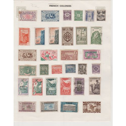 French Colonies page of 32 with Reunion Gabon & Guadeloupe