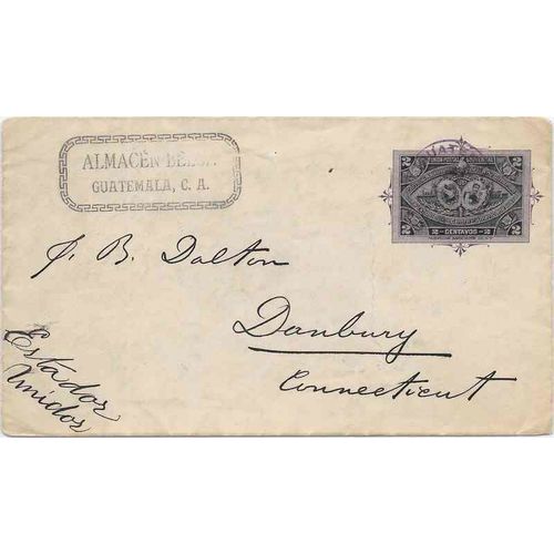Guatemala Postal Sta. #EN09 1897 Expo, Guatamala City to Conn USA