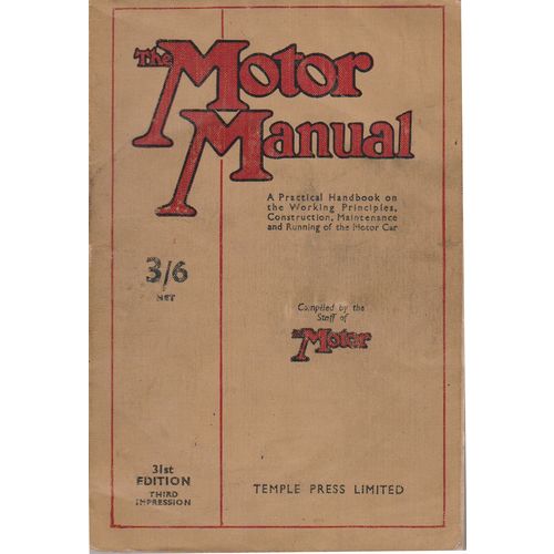 The Motor Manual 1942 31st edition by Temple Press many illustrations