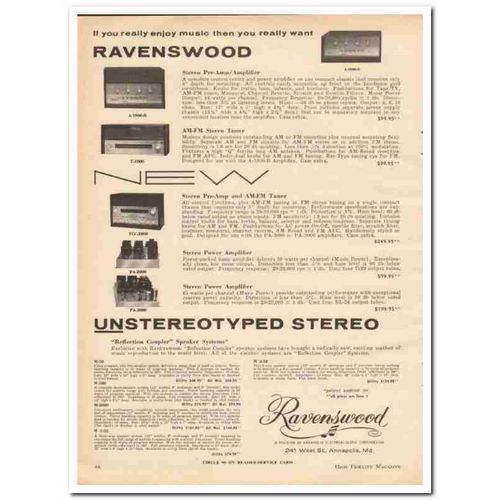 ANNAPOLIS ELECTROACOUSTIC CORP 1961 Ravenswood stereo vintage ad