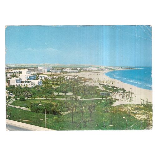 THE BEACH, SOUSSE, Tunisia used vintage postcard 1972 postmark =