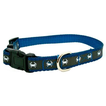 Maryland Blue Crab Small Blue and Grey Reflective Dog Collar