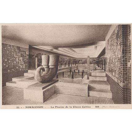 Paquebot Normandie Swimming Pool Ship Transatlantique Postcard