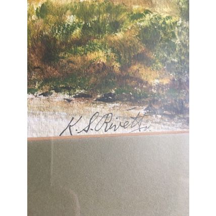 Original Watercolour Painting The River Lark by K. S. Rivett 1990 Mildenhall