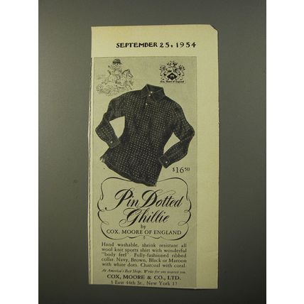 1954 Cox, Moore Pin Dotted Ghillie Shirt Advertisement