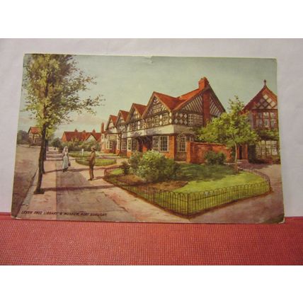 LEVER FREE LIBRARY'S MUSEUM, PORT SUNLIGHT, CHESHIRE used antique postcard /