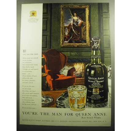 1958 Queen Anne Scotch Ad - You're the man for Queen Anne