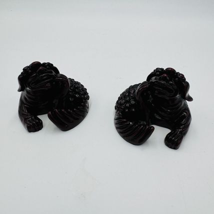 Rare Pair Feng Shui Creatures Red Resin Chinese Asian Figurines 2”